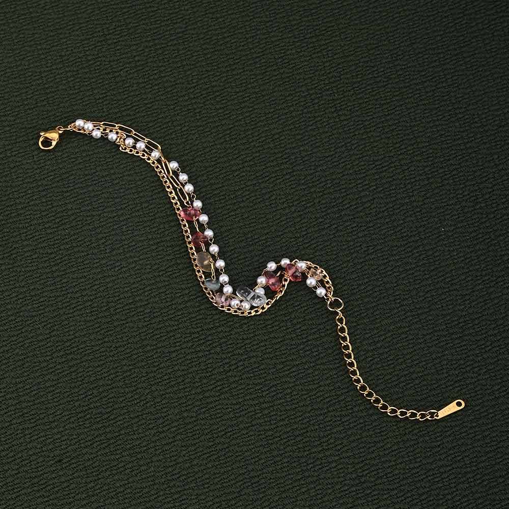 Minimalist Pearl Three Layered Bracelet : PMW01BR053