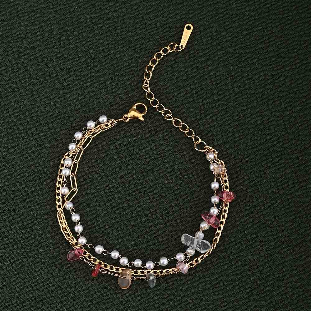 Minimalist Pearl Three Layered Bracelet : PMW01BR053