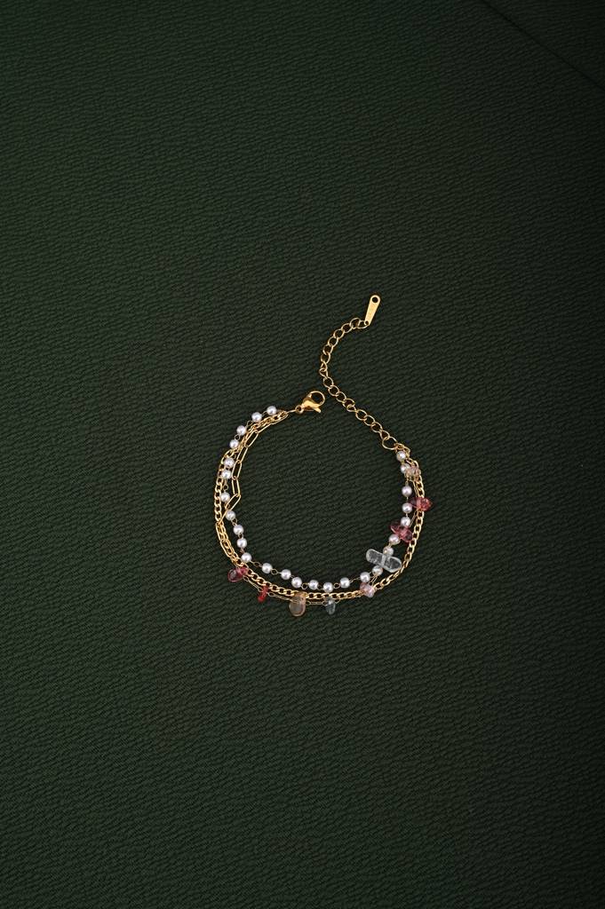Minimalist Pearl Three Layered Bracelet : PMW01BR053