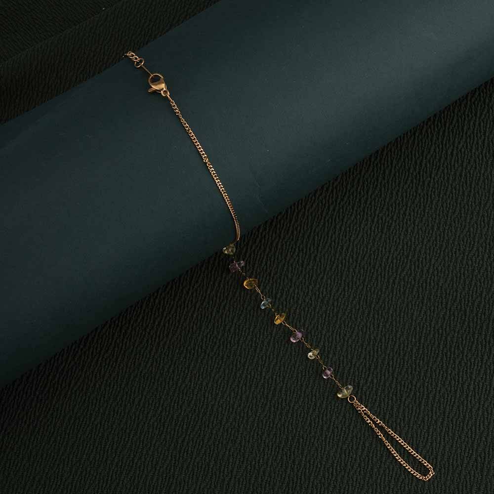 Black Leather Gold Bracelet : PMW01BR057