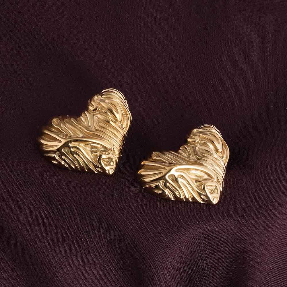 Chunky Molten Heart Earrings For Womens Waterproof & Anti-Tarnish : PMW01ER002