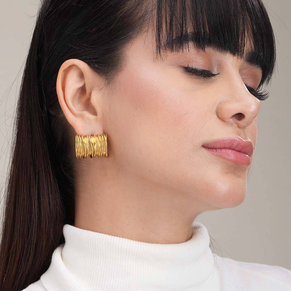 Sunbeam Twist Earrings For Womens Waterproof & Anti-Tarnish : PMW01ER020