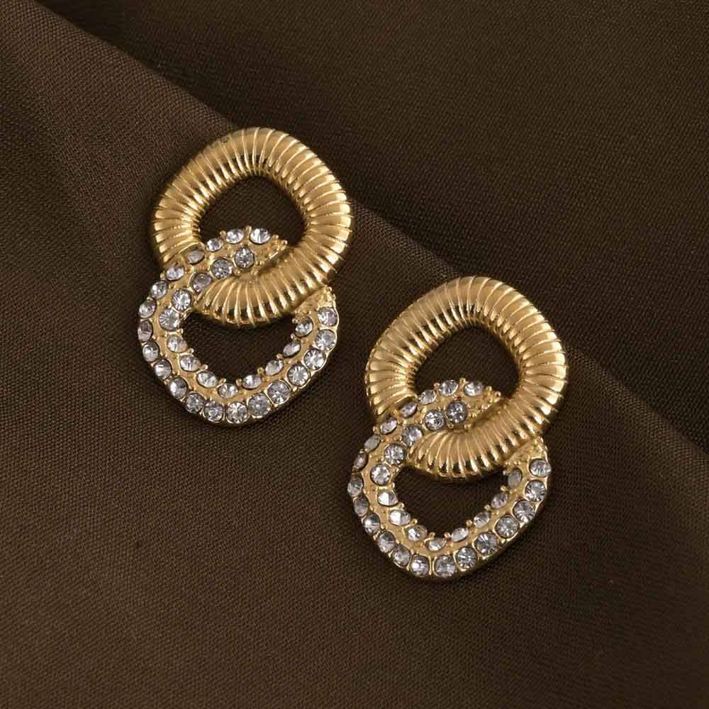 Gold And Crystal Harmony Earrings : PMW01ER027