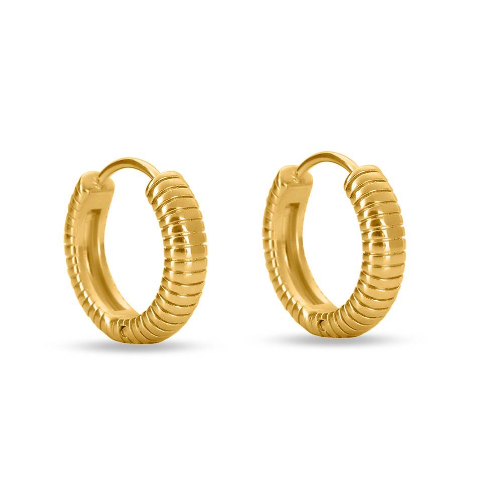 Classic Textured Hoops For Womens Waterproof & Anti-Tarnish : PMW01ER046