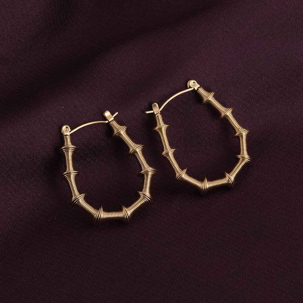Stylish Gold-Toned Textured Hoop Earrings For Womens Waterproof & Anti-Tarnish : PMW01ER054