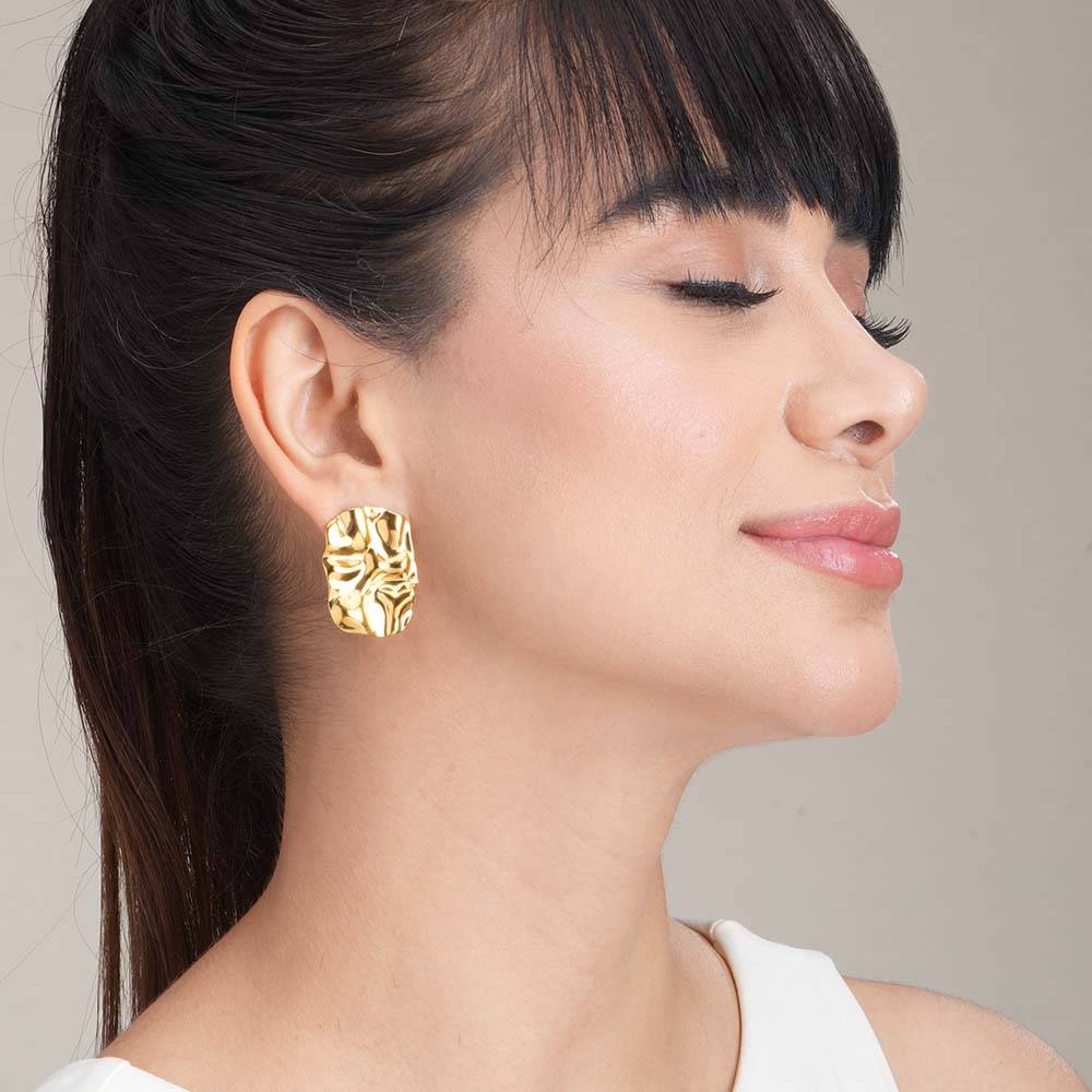 Ruptured Gold Earrings For Womens Waterproof & Anti-Tarnish : PMW01ER080