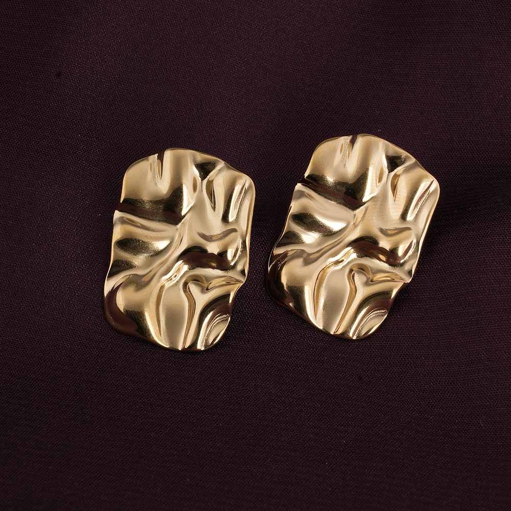 Ruptured Gold Earrings For Womens Waterproof & Anti-Tarnish : PMW01ER080