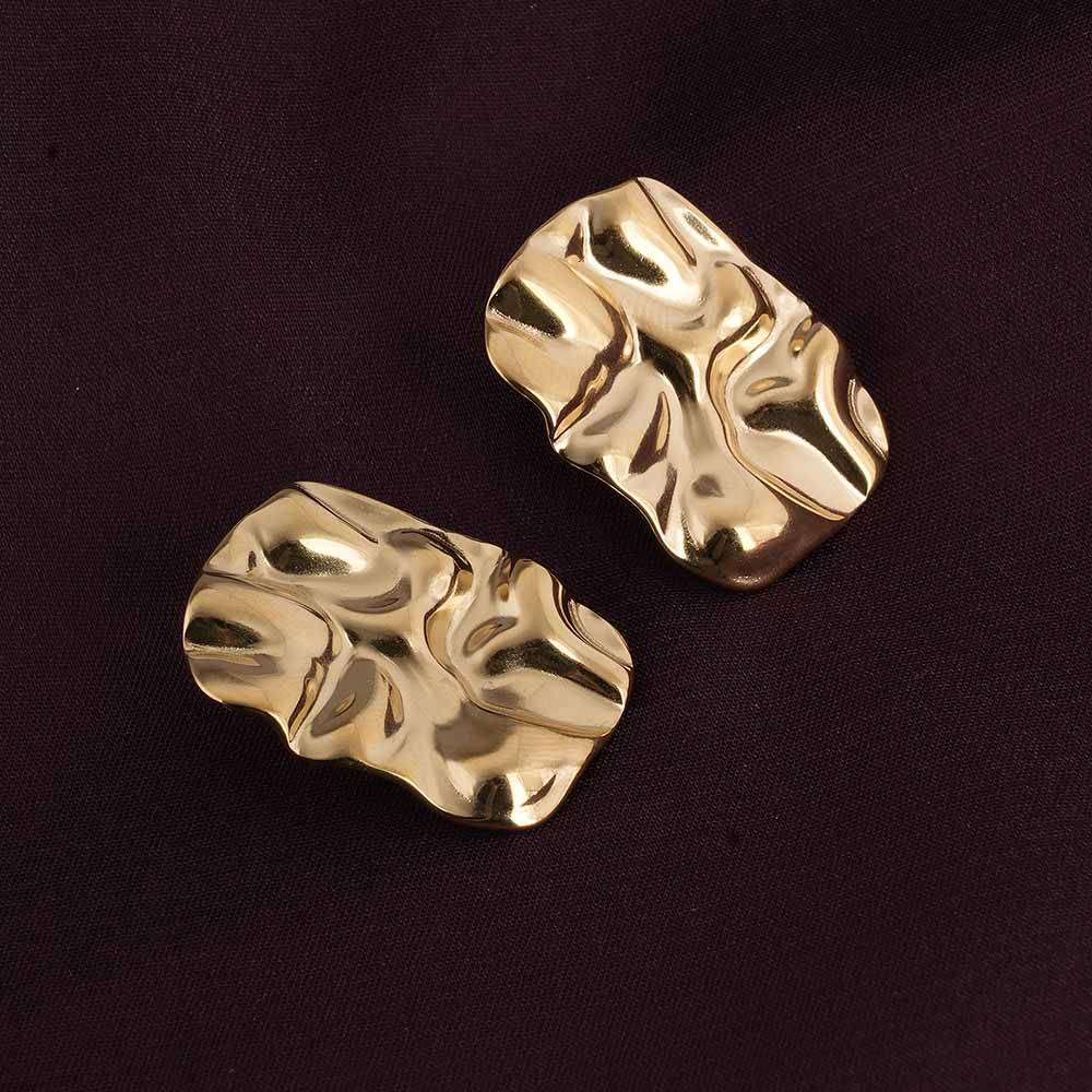 Ruptured Gold Earrings For Womens Waterproof & Anti-Tarnish : PMW01ER080