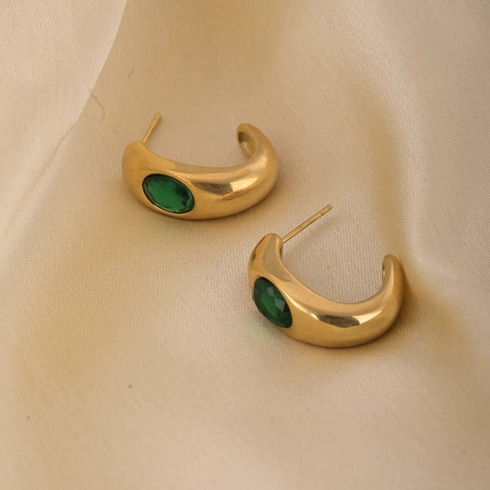 Crescent Greenstone Earrings : PMW01ER085