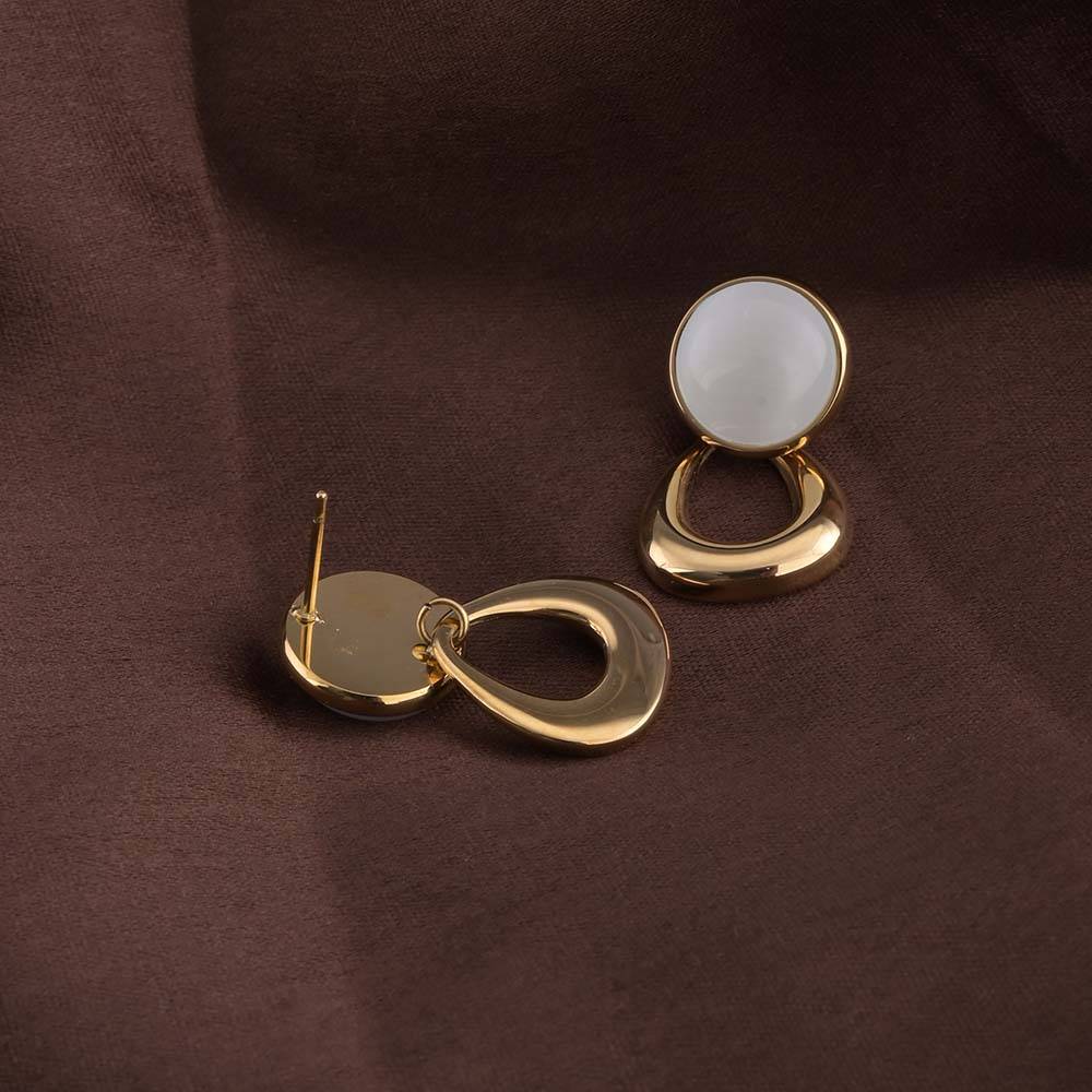 Statement White Stone Gold Drop Earrings : PMW01ER139
