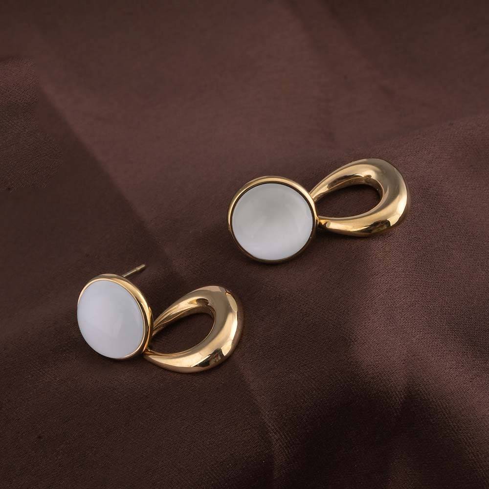 Statement White Stone Gold Drop Earrings : PMW01ER139