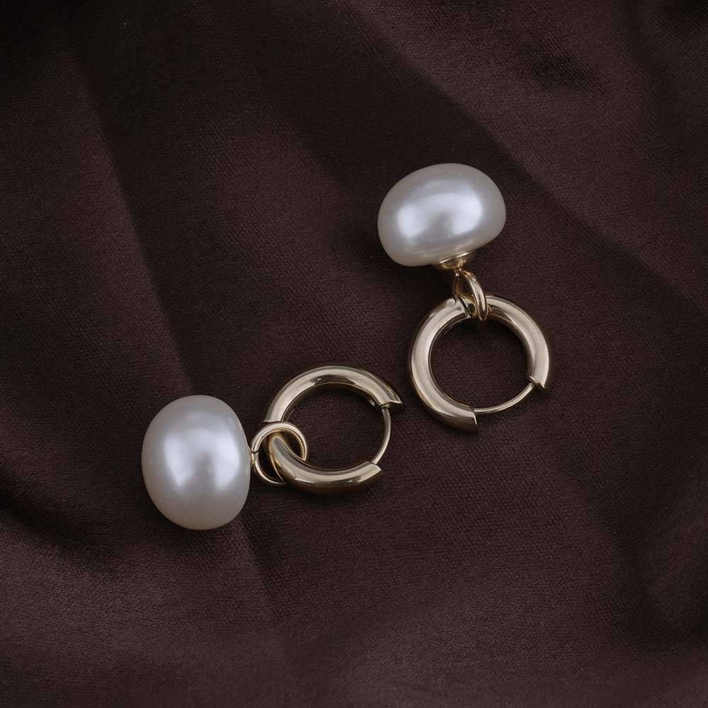 Drop Pearl Hoop Earrings : PMW01ER141