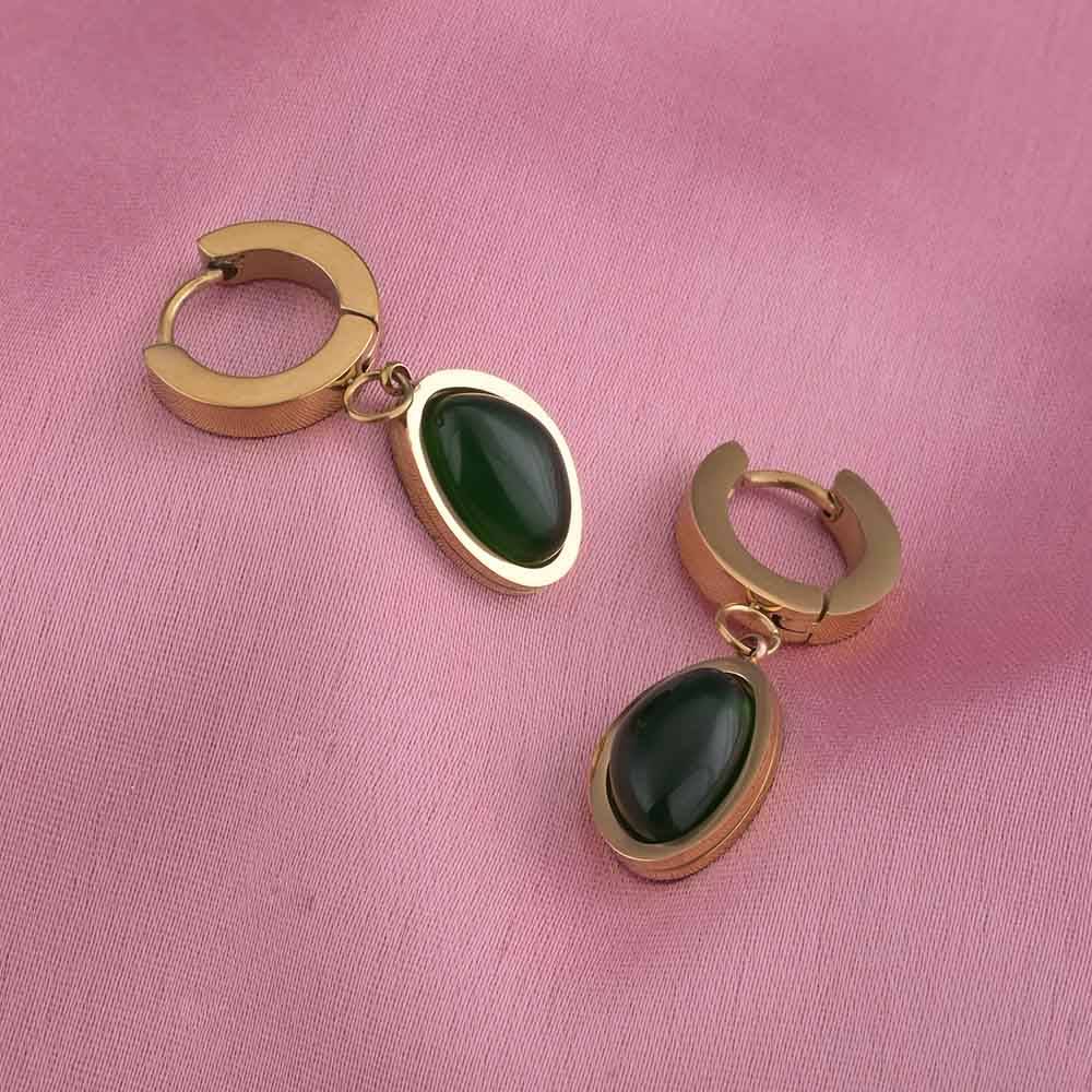 Nature'S Charm Green Hoop Earrings : PMW01ER143