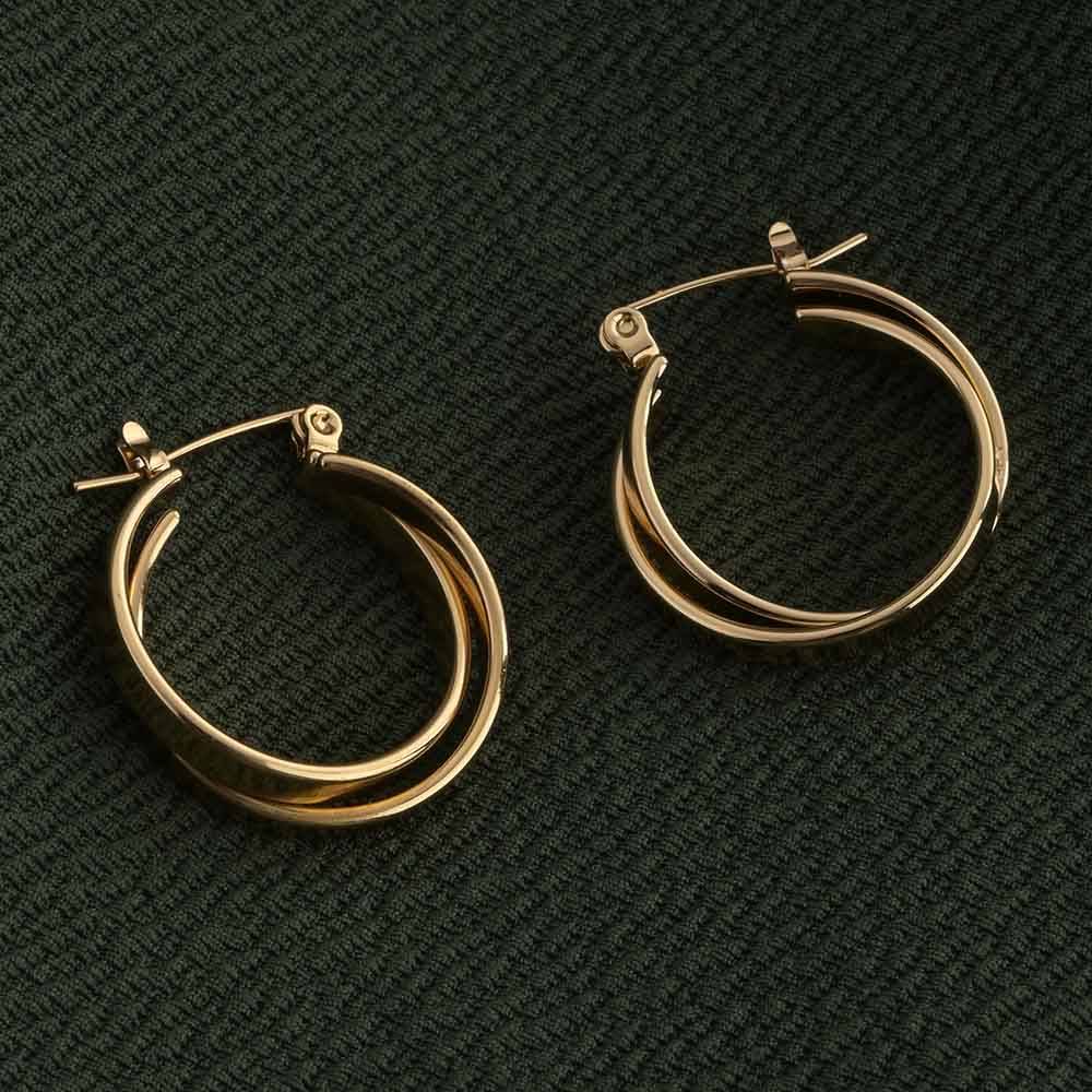 Minimalist Double Layered Gold Hoops : PMW01ER146