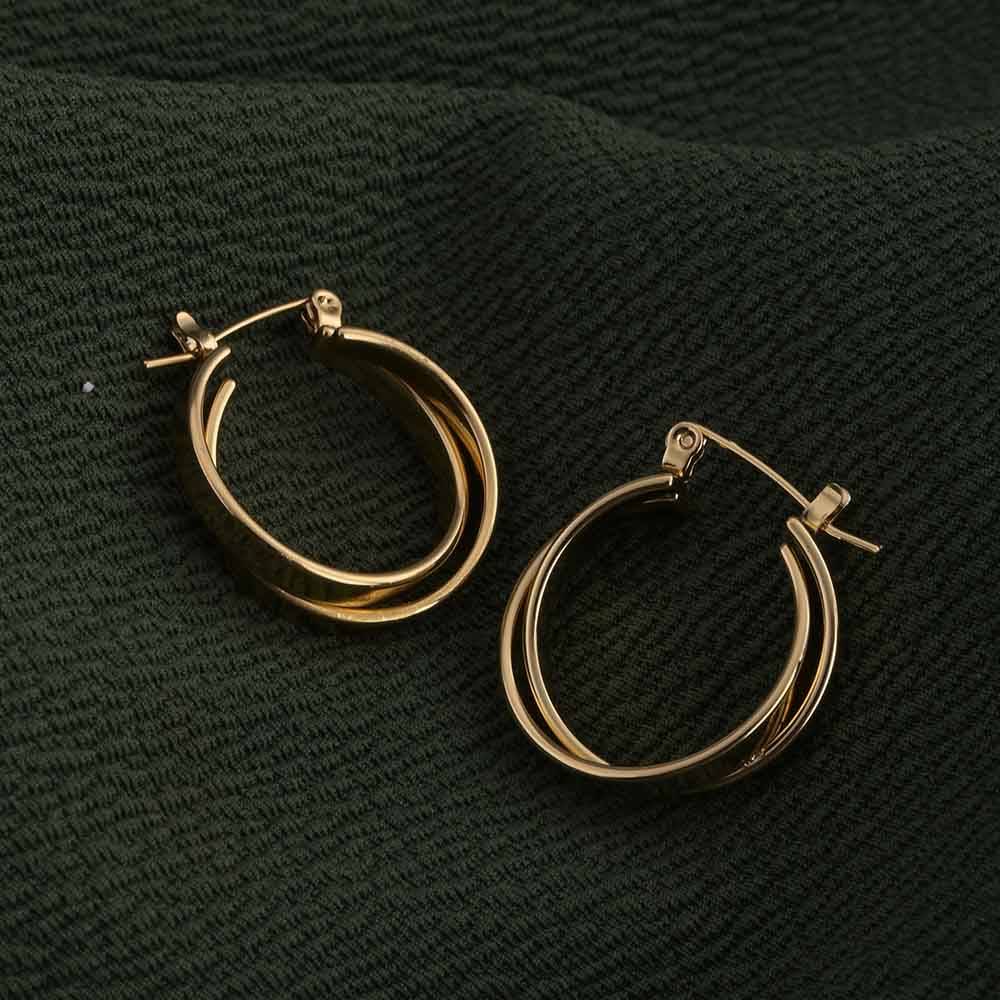 Minimalist Double Layered Gold Hoops : PMW01ER146