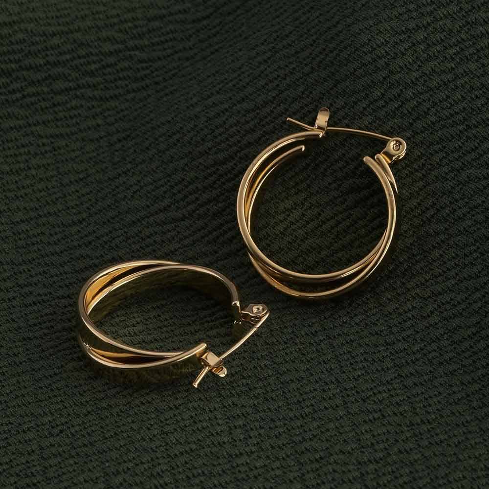 Minimalist Double Layered Gold Hoops : PMW01ER146