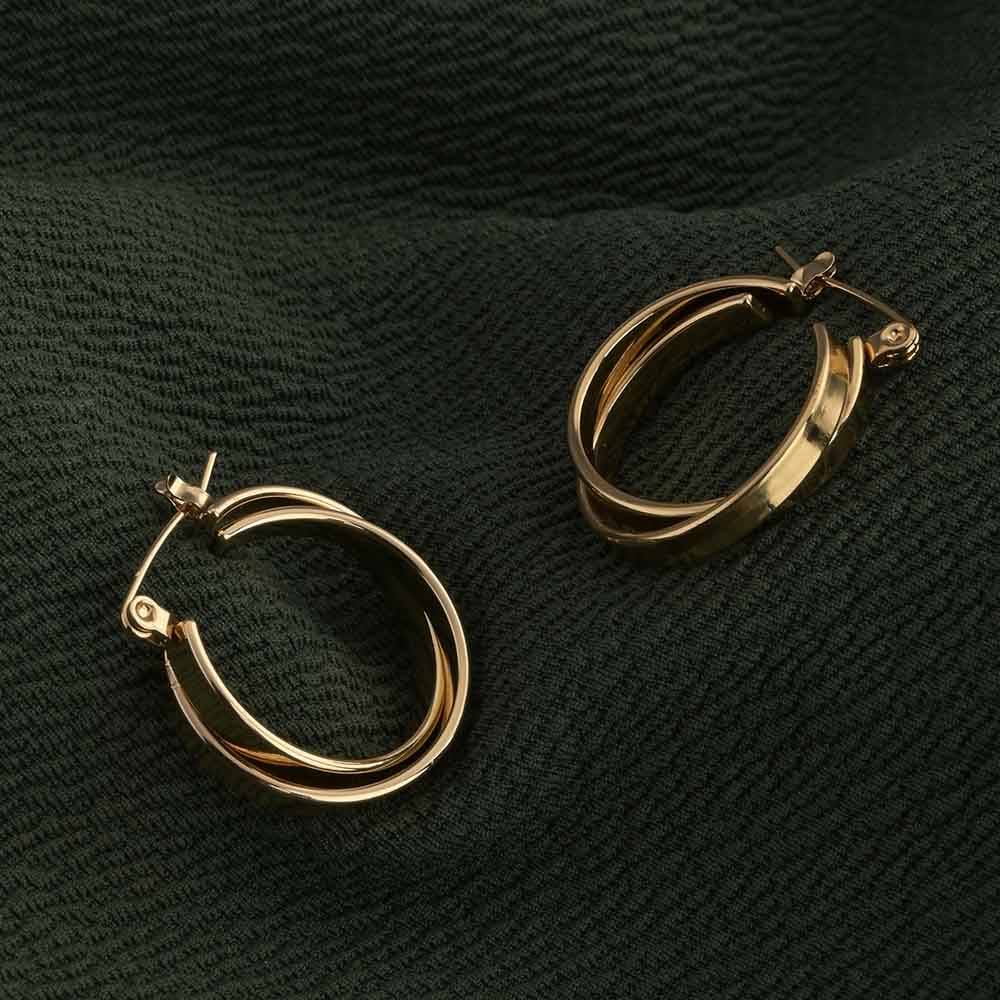 Minimalist Double Layered Gold Hoops : PMW01ER146