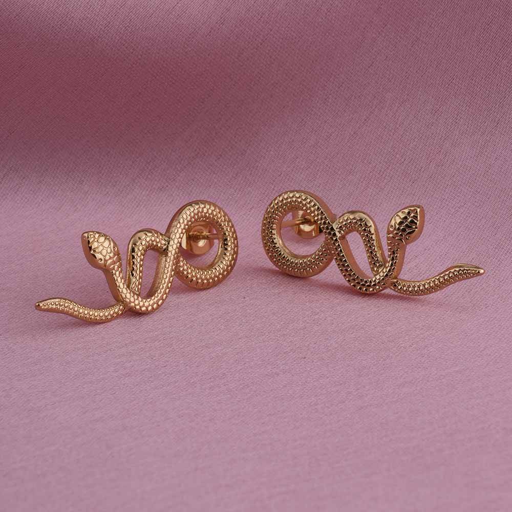 Gold Snake Drop Earrings : PMW01ER150