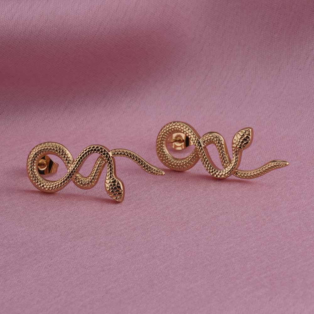 Gold Snake Drop Earrings : PMW01ER150