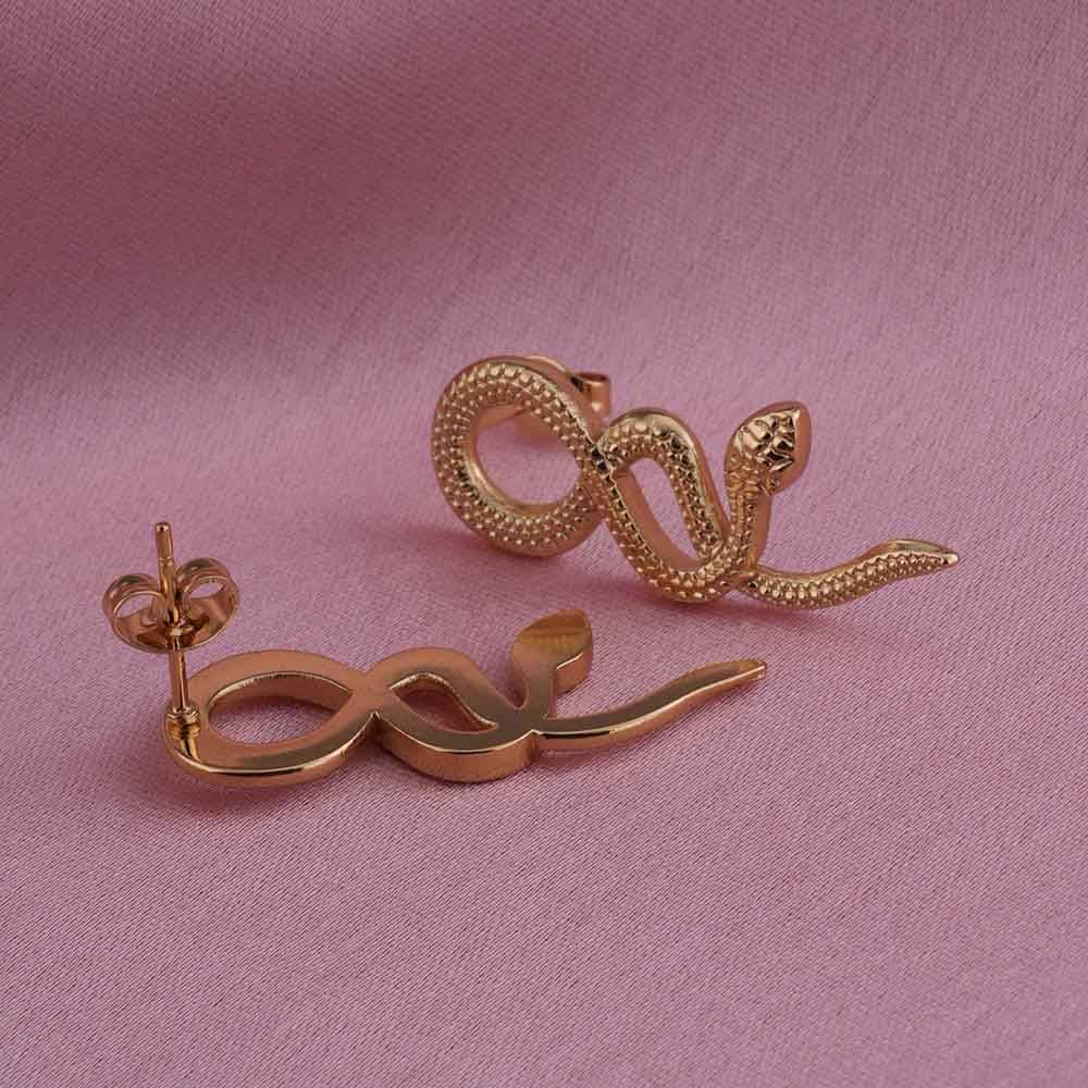 Gold Snake Drop Earrings : PMW01ER150