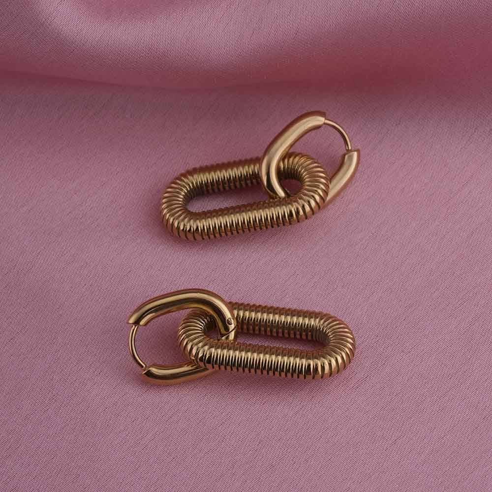 Gold Plated Coil Drop Earrings : PMW01ER151