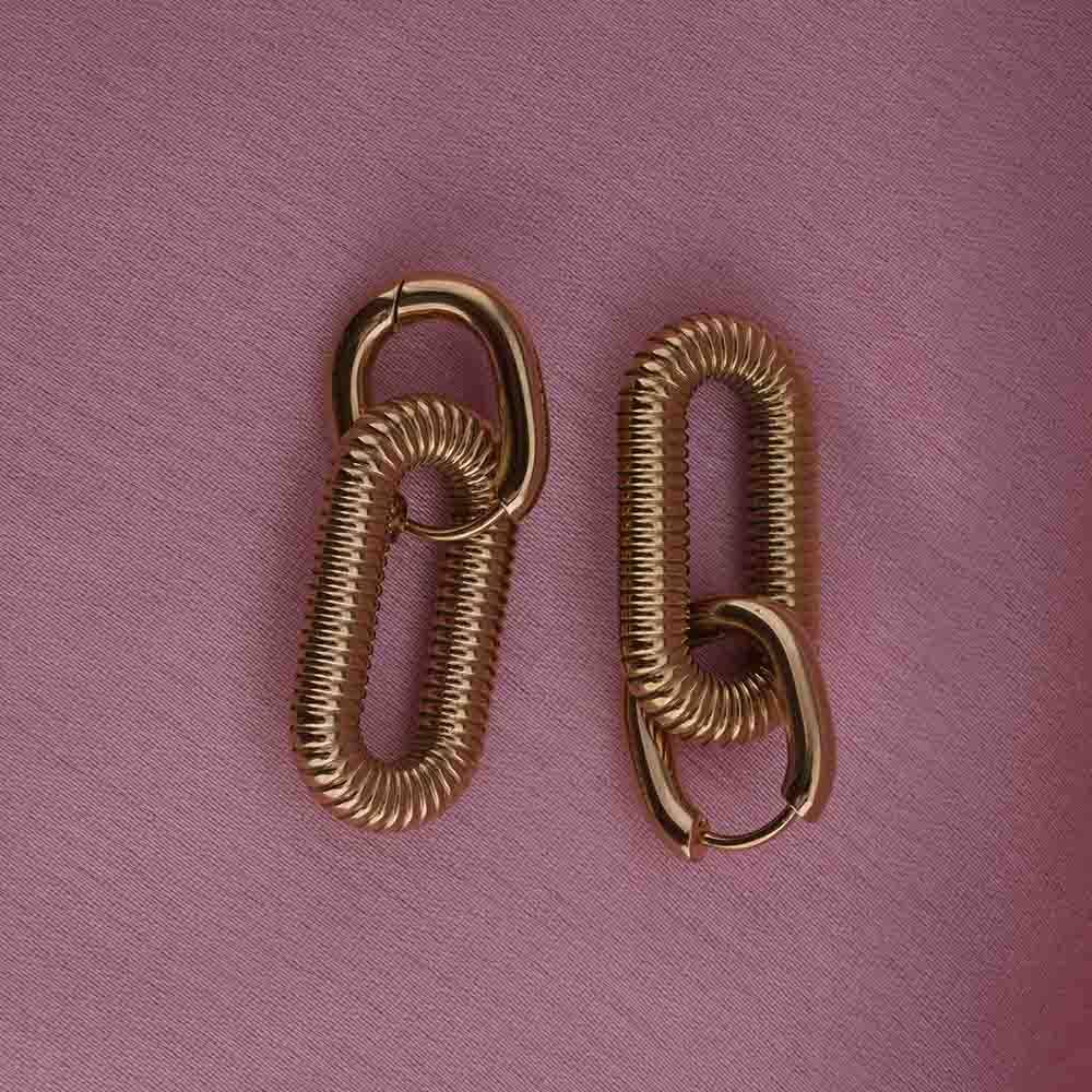 Gold Plated Coil Drop Earrings : PMW01ER151