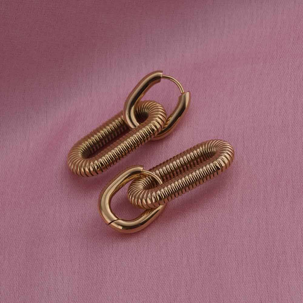 Gold Plated Coil Drop Earrings : PMW01ER151