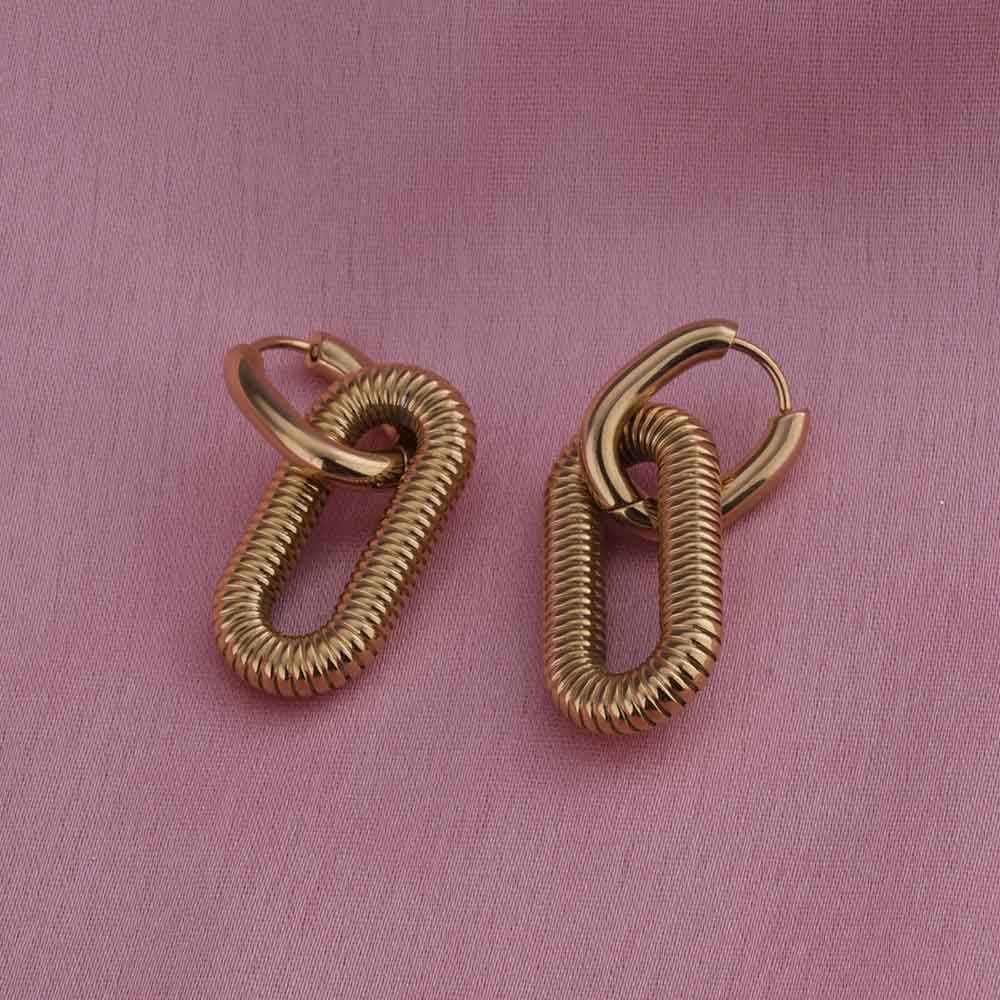 Gold Plated Coil Drop Earrings : PMW01ER151