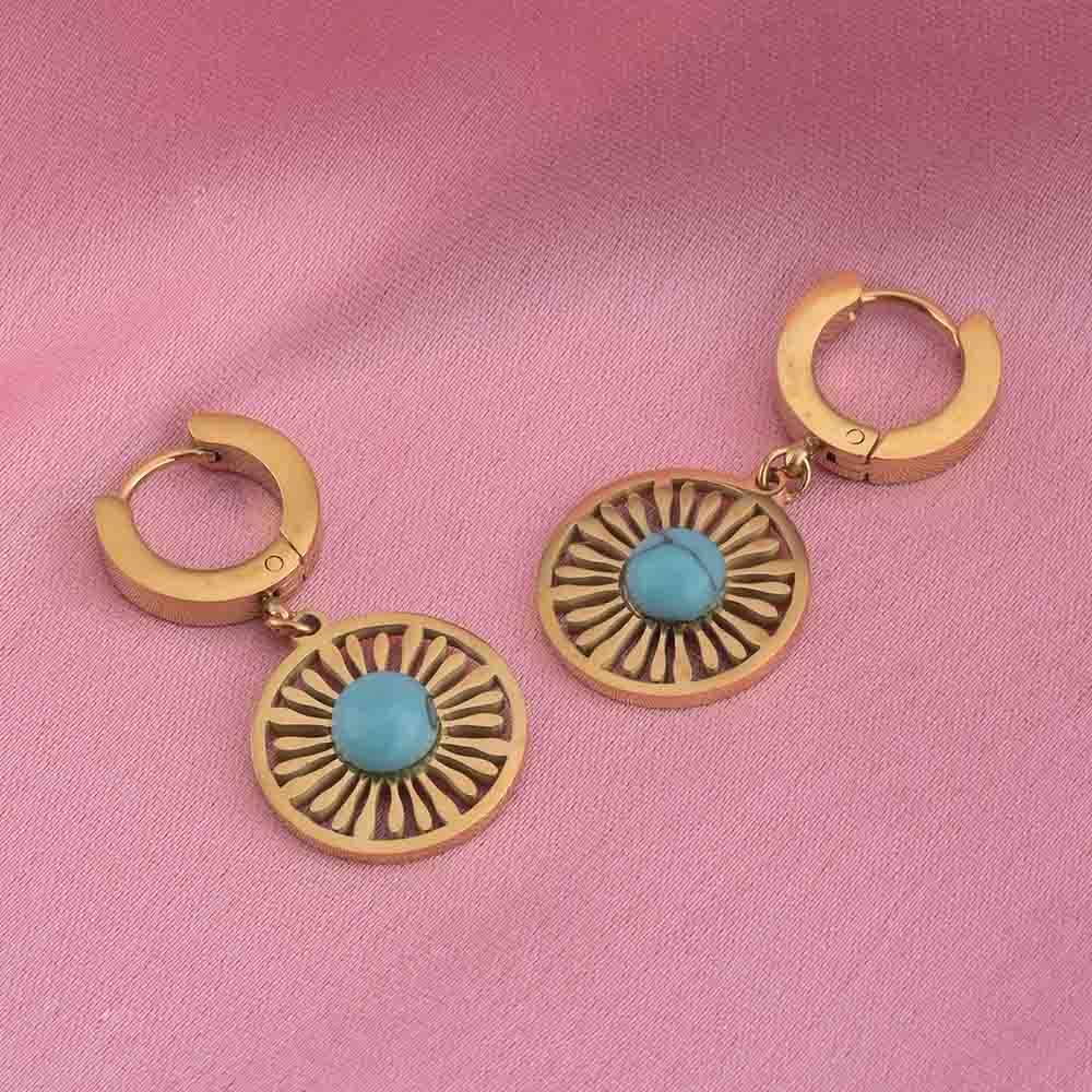 Circular Sunburst Hoop Earrings : PMW01ER152