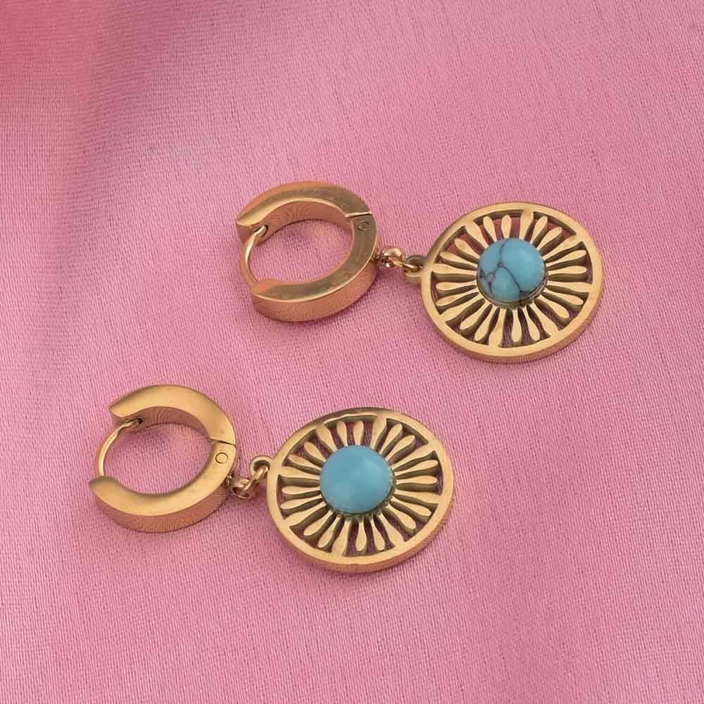 Circular Sunburst Hoop Earrings : PMW01ER152
