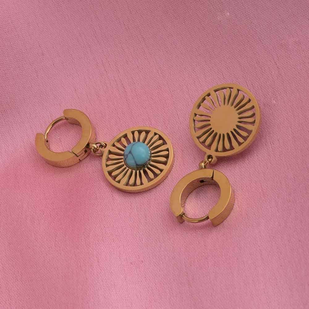 Circular Sunburst Hoop Earrings : PMW01ER152