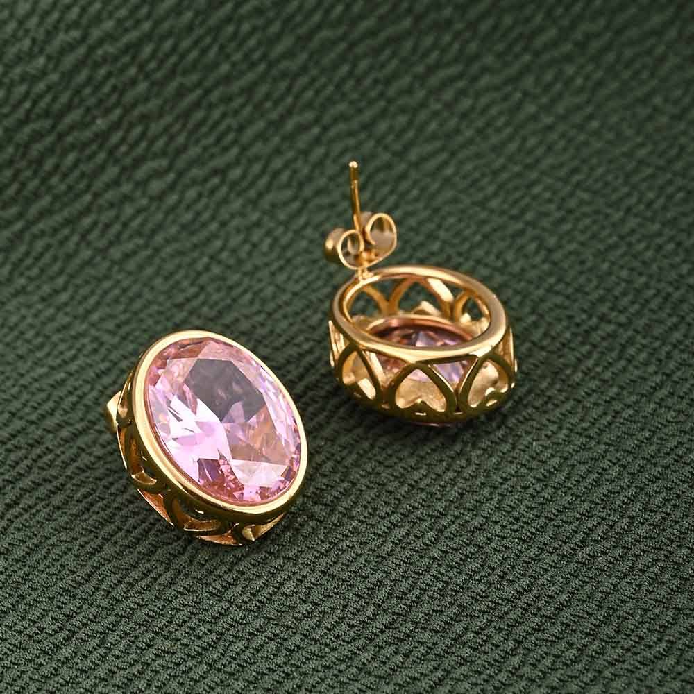 Statement Pink Gemstone Stud Earrings : PMW01ER155