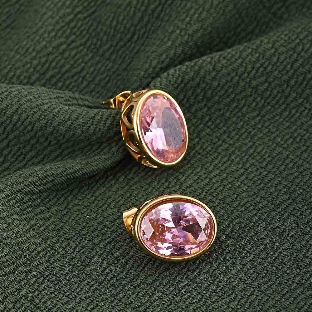 Statement Pink Gemstone Stud Earrings : PMW01ER155