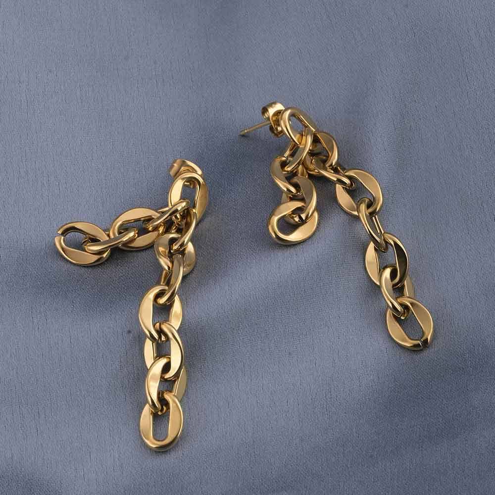 Dangling Gold Chain Drop Earrings : PMW01ER158