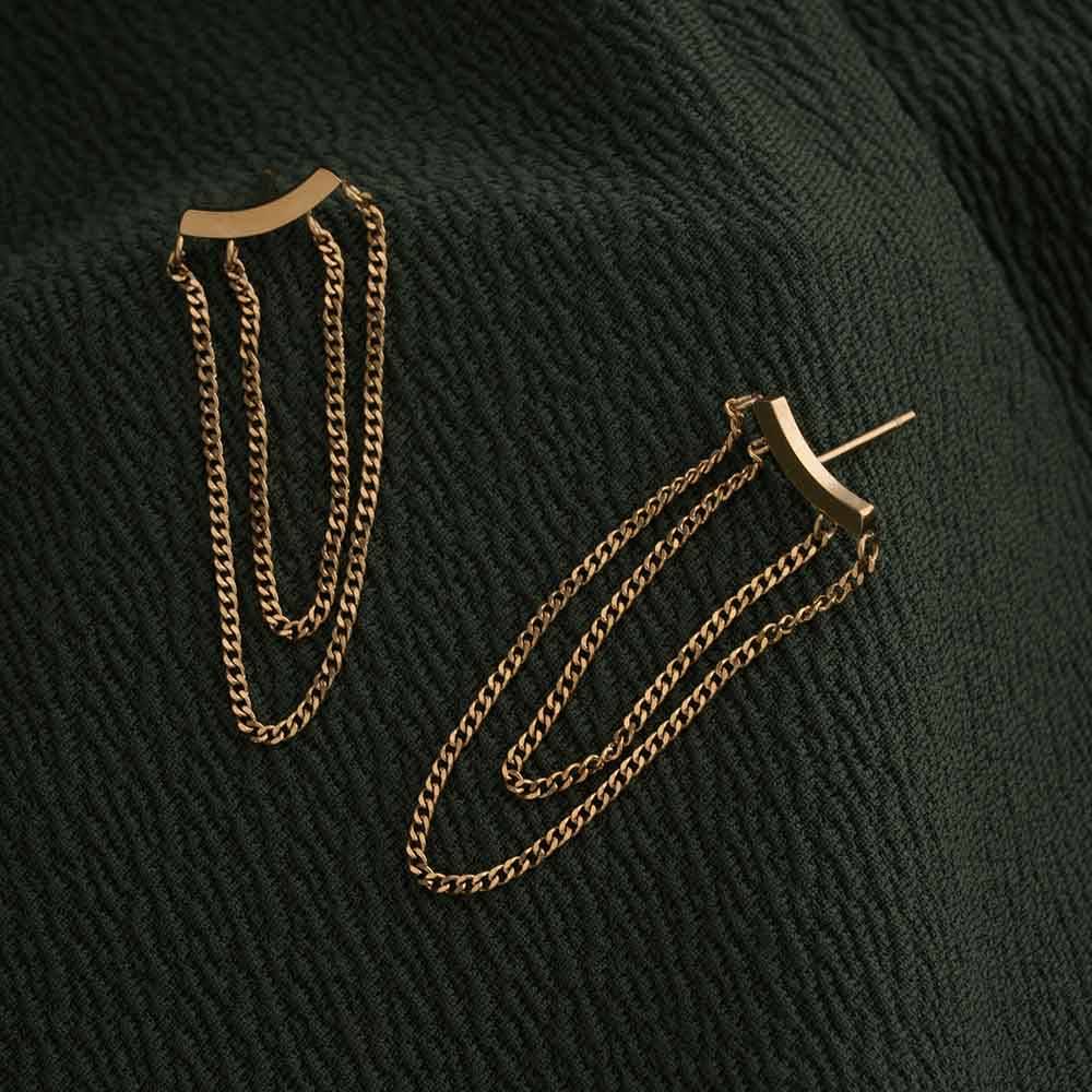 Gold Layered Chain Drop Earrings : PMW01ER167