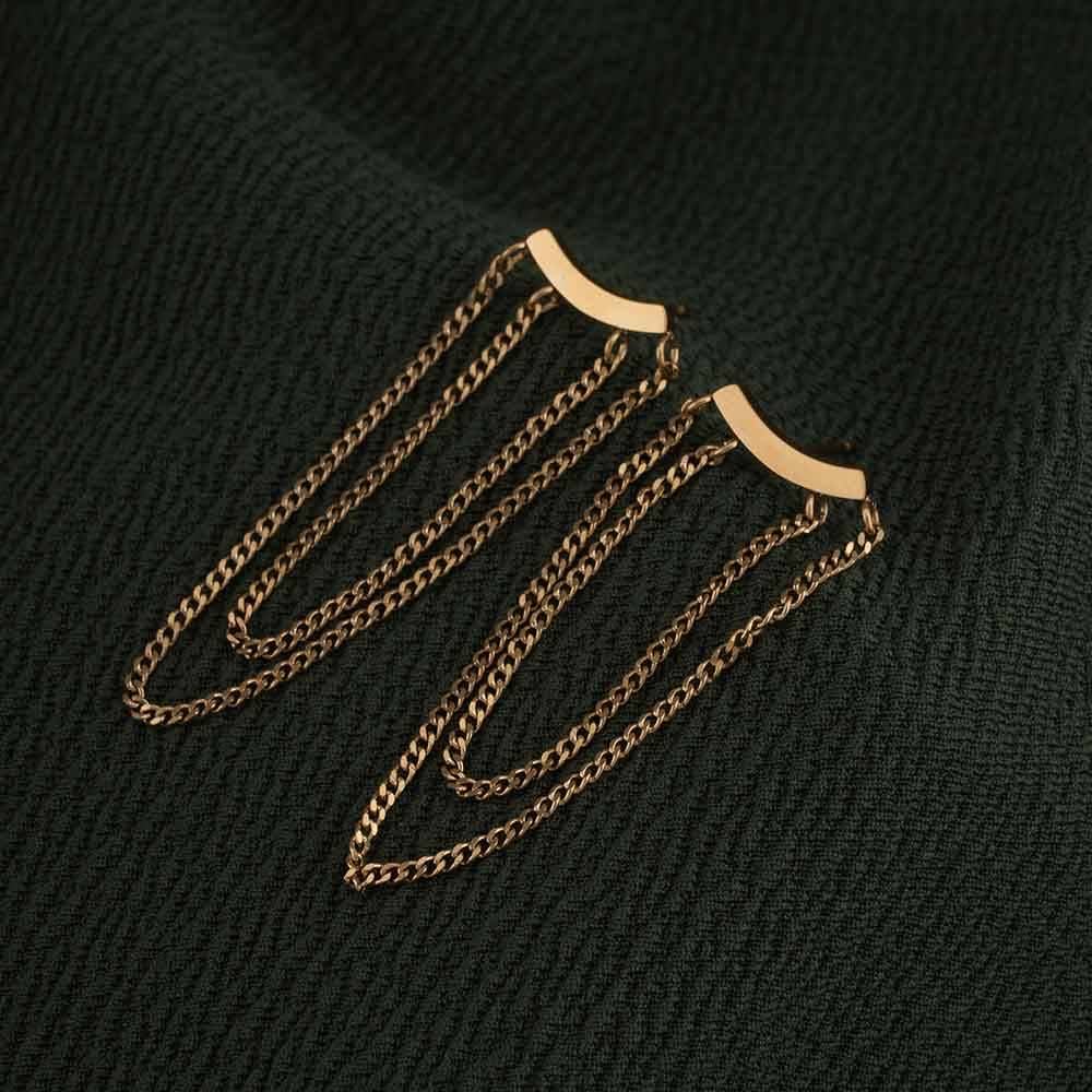 Gold Layered Chain Drop Earrings : PMW01ER167