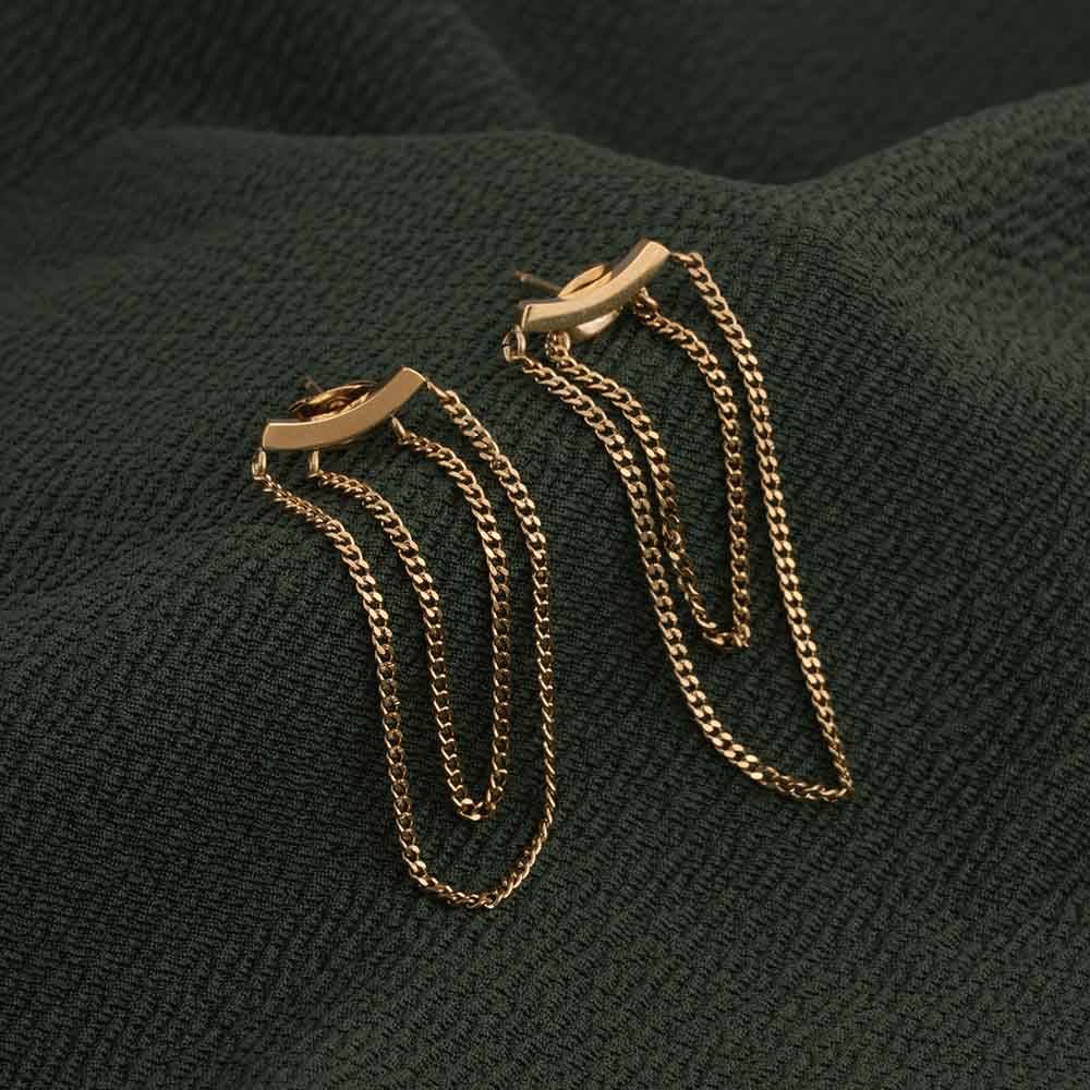 Gold Layered Chain Drop Earrings : PMW01ER167