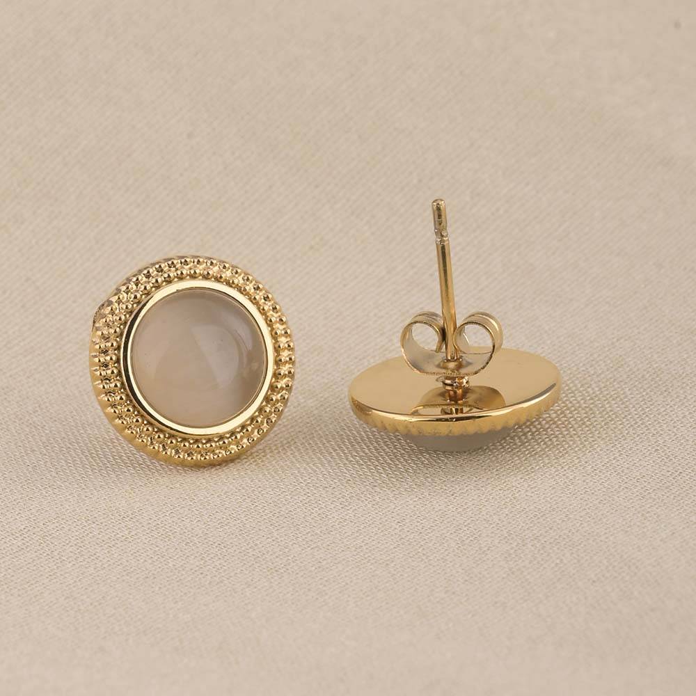 Circular White Gold Stud Earrings : PMW01ER178