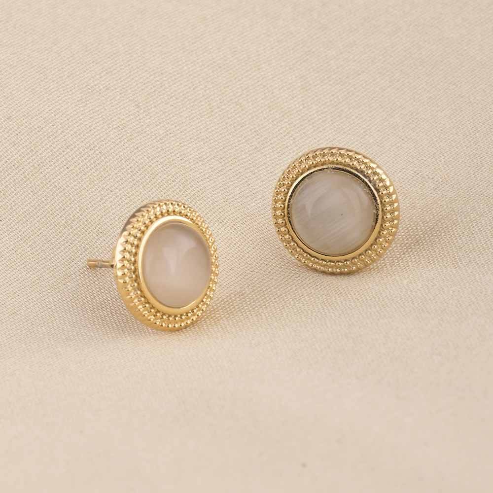 Circular White Gold Stud Earrings : PMW01ER178