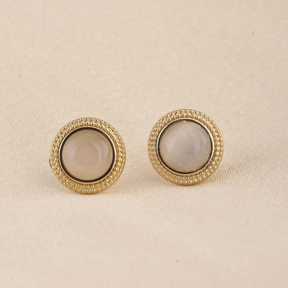 Circular White Gold Stud Earrings : PMW01ER178