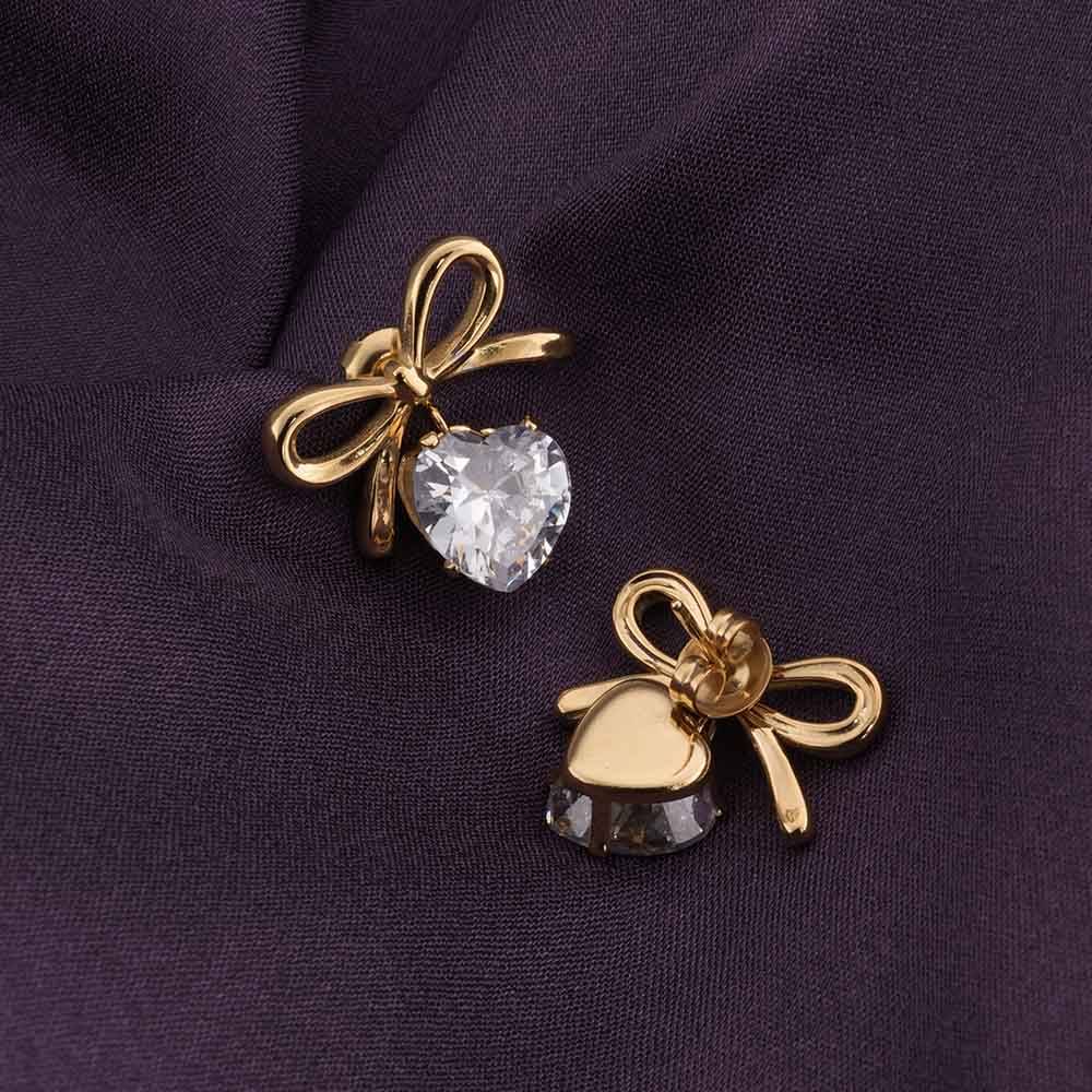 Zircon & Bow Stud Earrings : PMW01ER181