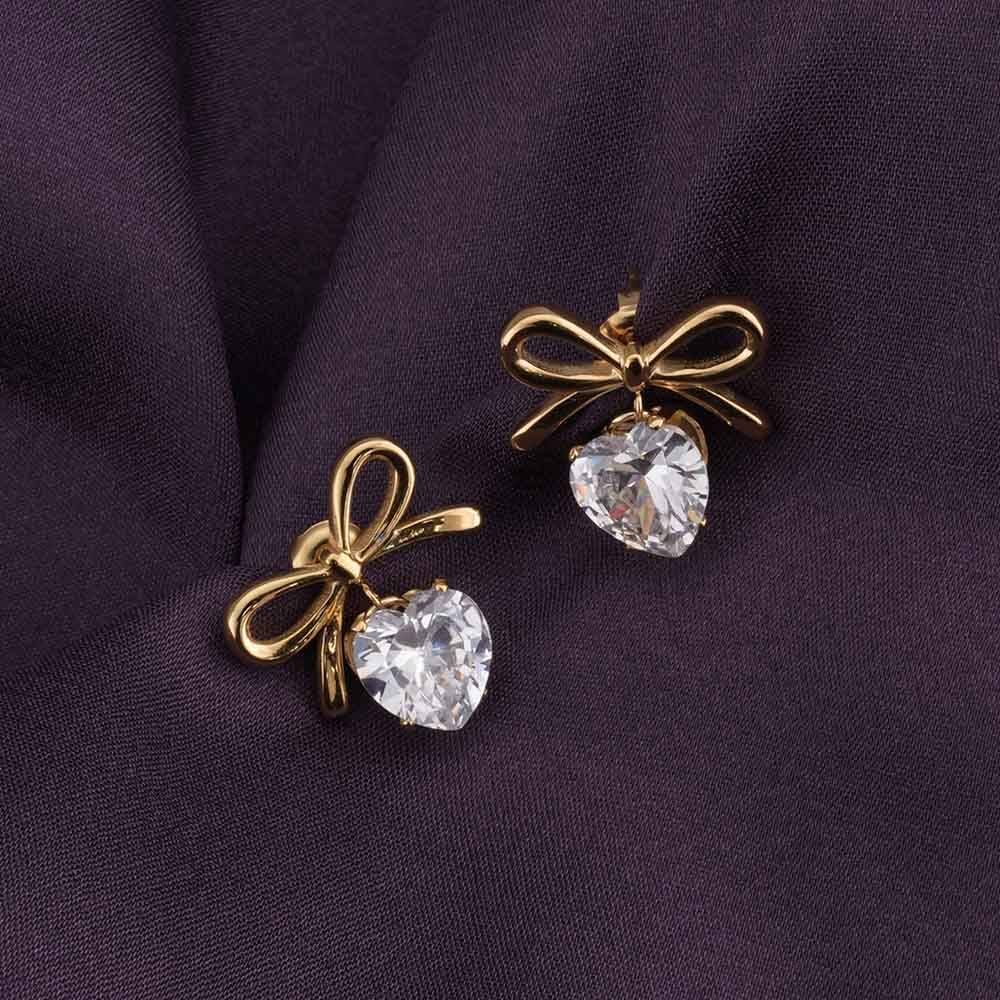 Zircon & Bow Stud Earrings : PMW01ER181