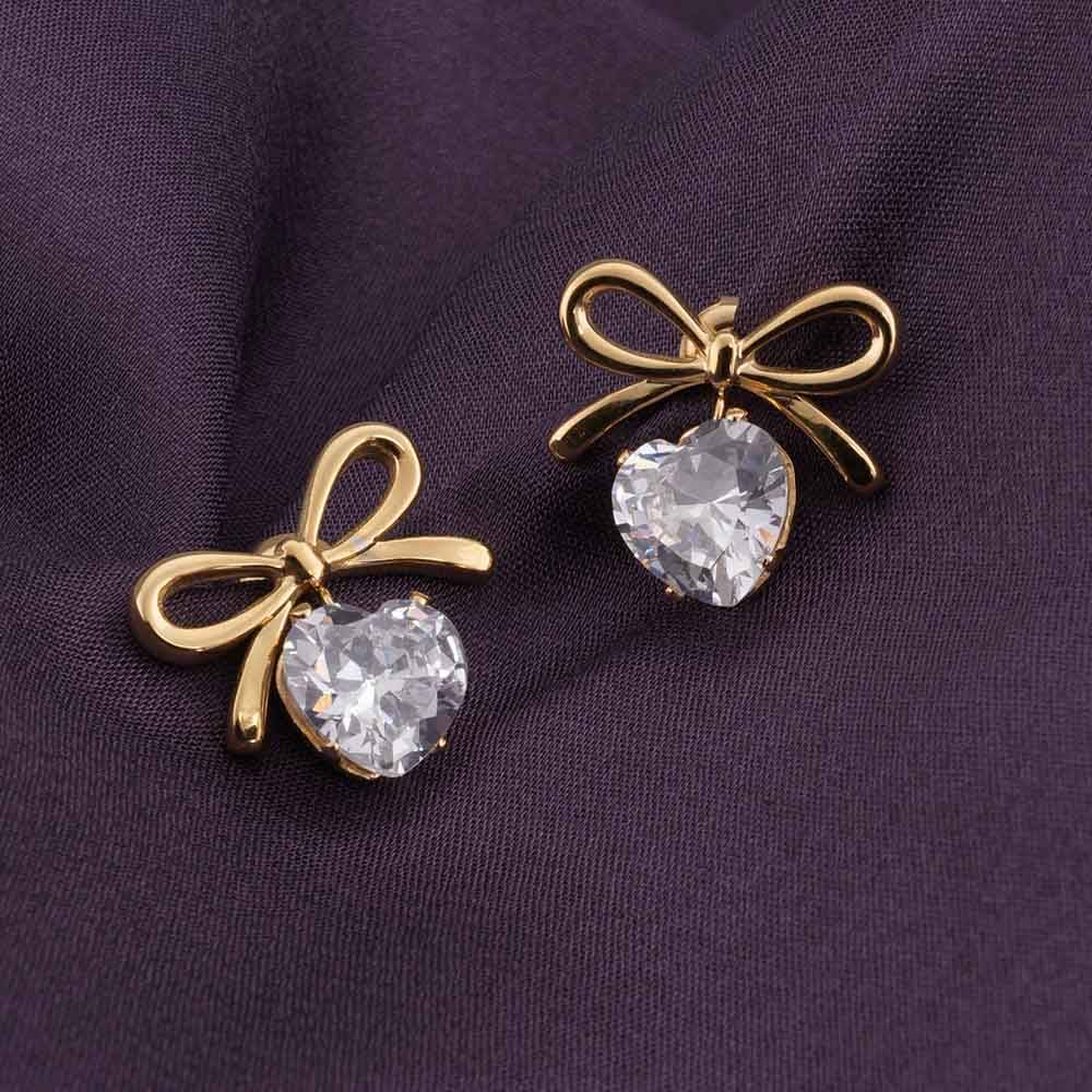 Zircon & Bow Stud Earrings : PMW01ER181