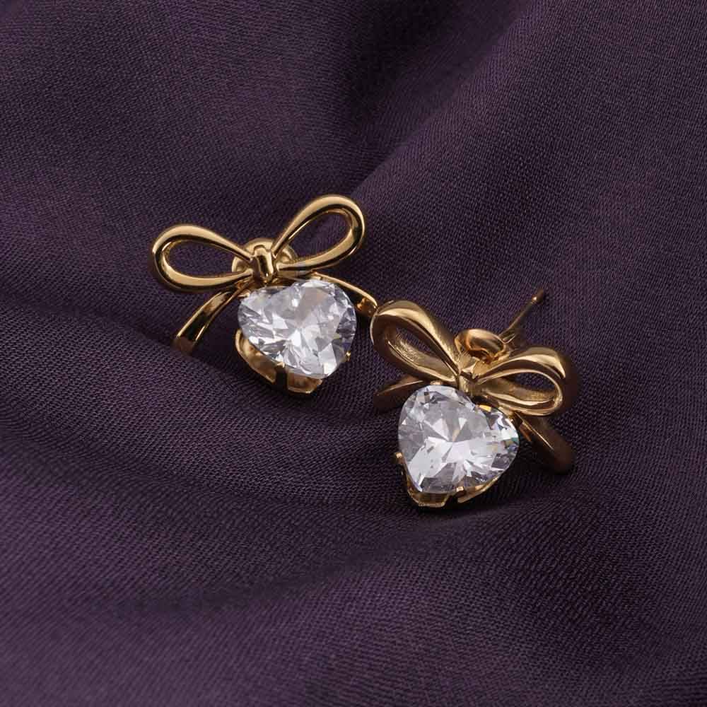 Zircon & Bow Stud Earrings : PMW01ER181