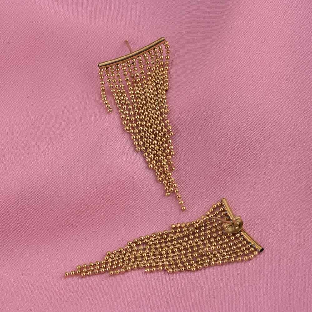 Gold Chain Drop Earrings : PMW01ER187