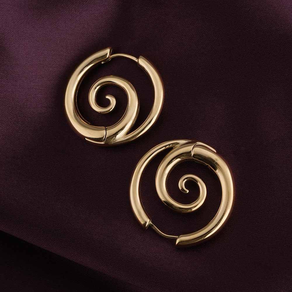 Spiral Serenity Gold Hoops Earrings : PMW01ER191