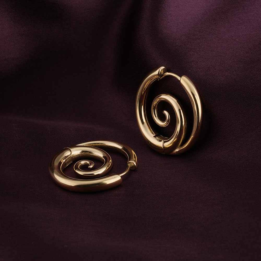 Spiral Serenity Gold Hoops Earrings : PMW01ER191