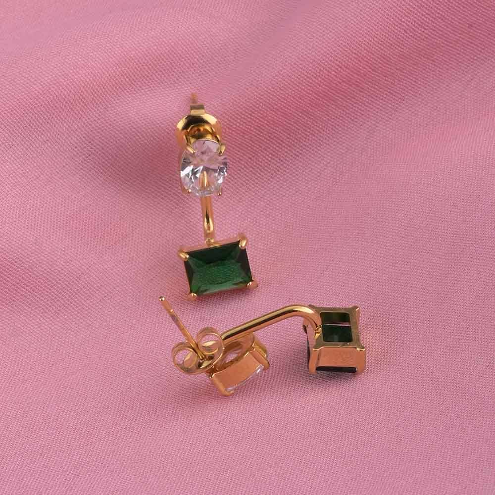 Green & White Gemstone Drop Earrings : PMW01ER192