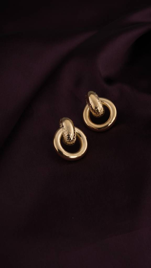 Gold Loop Stud Earrings : PMW01ER198