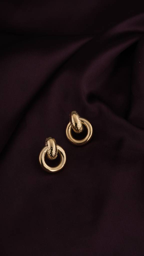 Gold Loop Stud Earrings : PMW01ER198